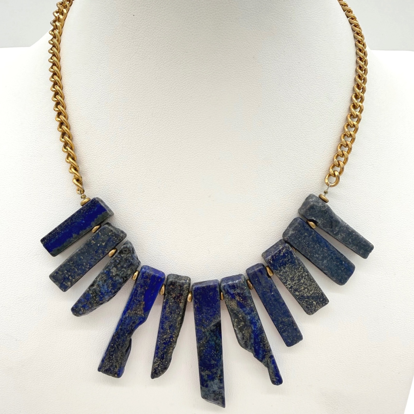 Yochi Signed Blue Lapis Stone Modern Style Necklace